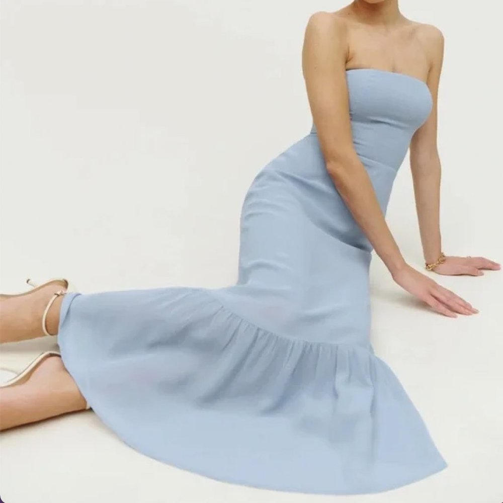 Reformation Arta Midi Dress in Blue - Picture 1 of 4